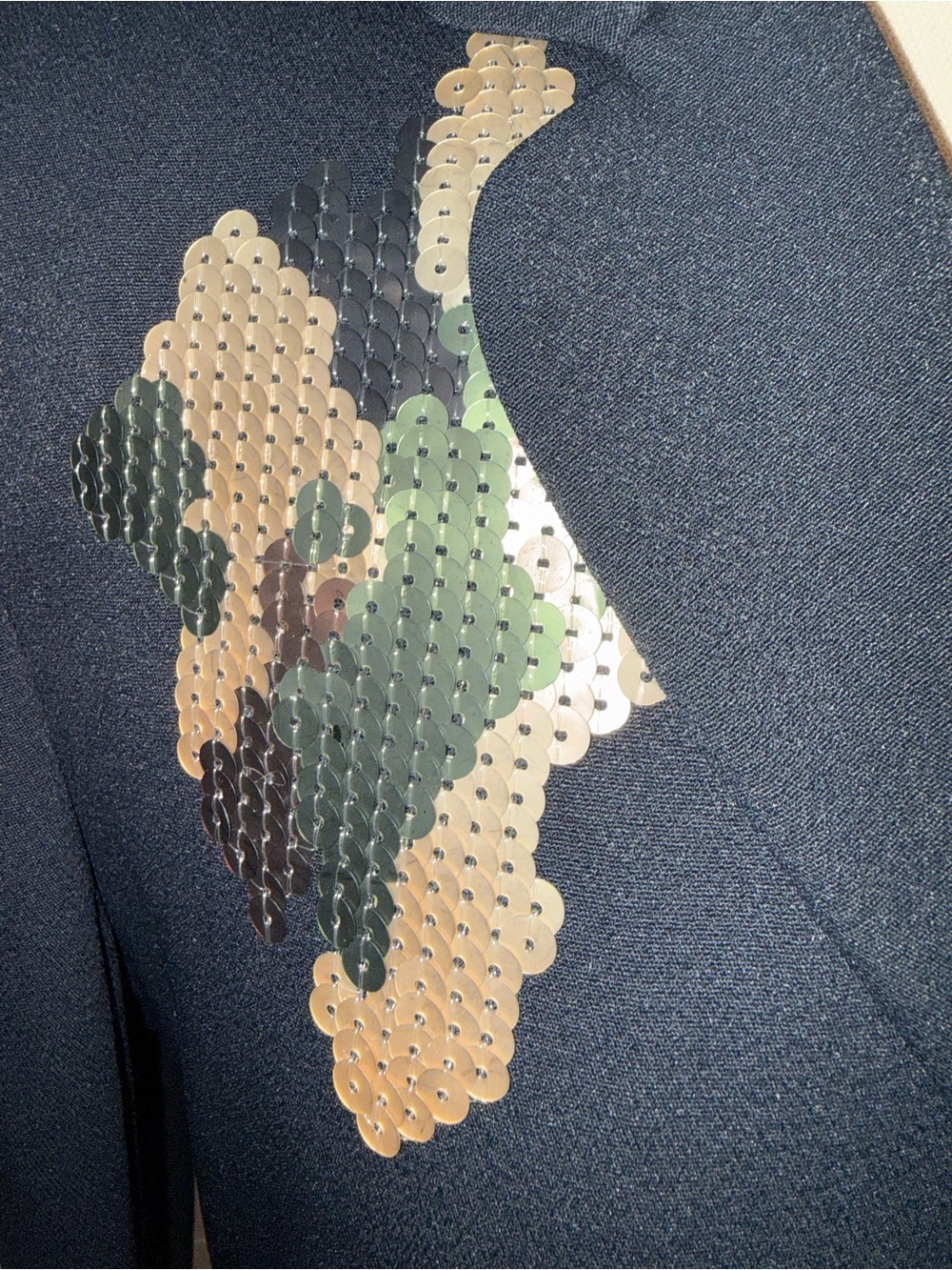 Moschino Vintage 1995 Black Blazer with Camo Sequin Patches Made in Italy - Picture 8 of 15